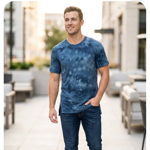 Lululemons Tops - Mens Lululemon Always Agile Short Sleeve Shirt Spray Dye Navy DYTN 00189 Med